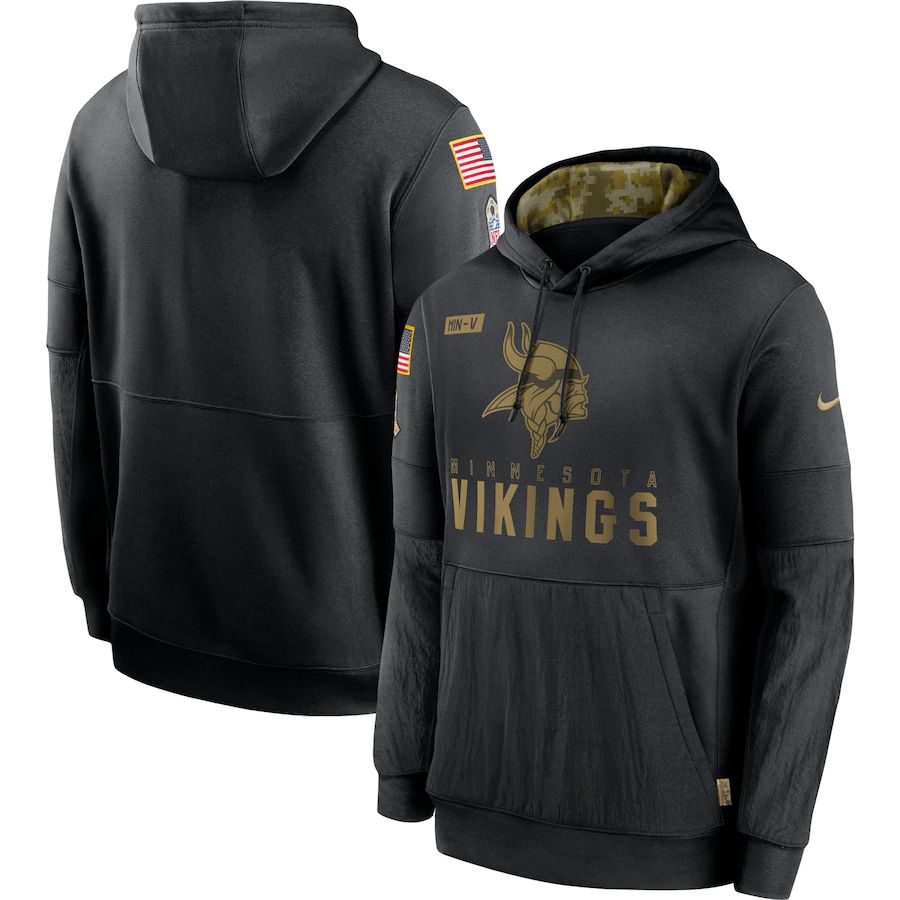 Men Minnesota Vikings Black Salute To Service Hoodie Nike NFL Jerseys